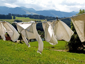 washing on a line outside