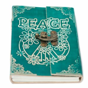 Handmade leather bound notebook, Peace