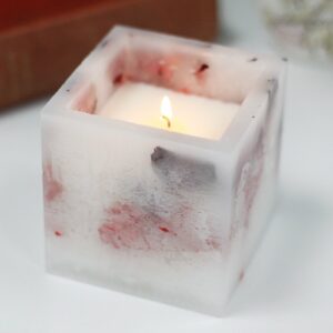 Large Square - Rose - Luxury enchanted glowing candle