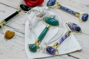 Gemstone Facial Rollers in a Pouch